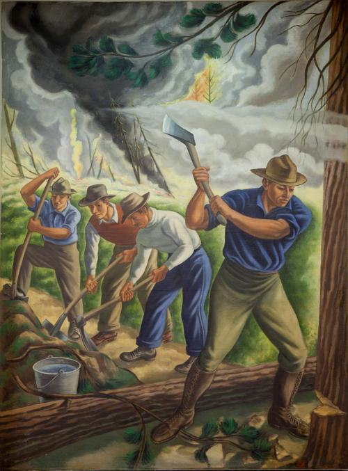 Fighting Forest Fire by Ernest Fiene