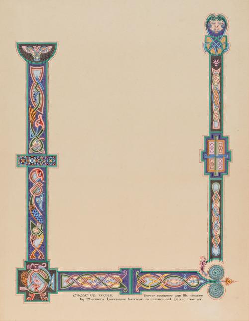 Examples of Illumination and Heraldry; Illumination: Creative Work--Border Designed and Illuminated...in Traditional Celtic Manner by Theodora Harrison