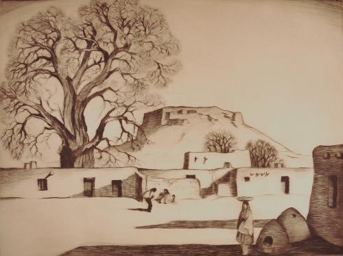 Rio Grande Pueblo by Gene Kloss