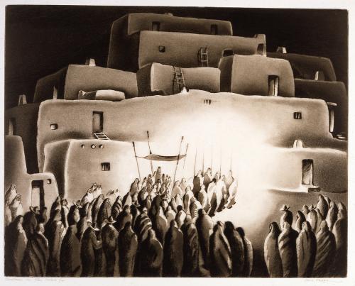 Christmas Eve, Taos Pueblo by Gene Kloss