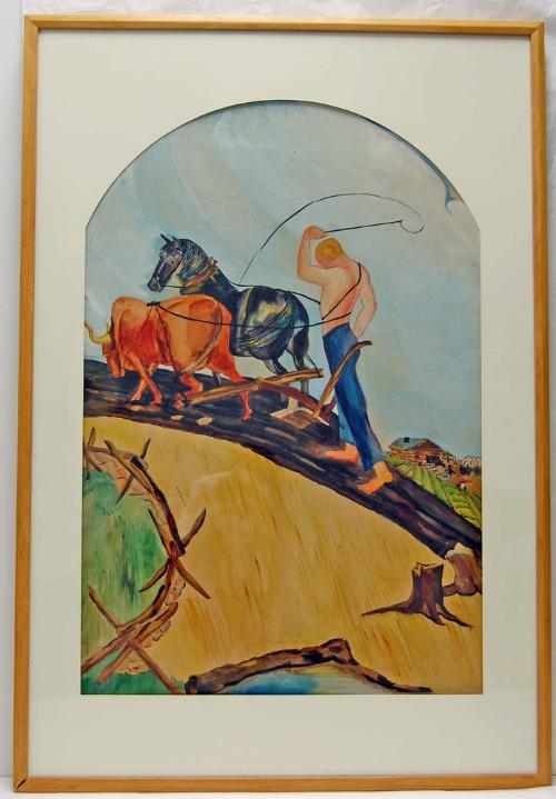 Design For Mural (First Homestead In Nebraska) by Rose Lee Cohen