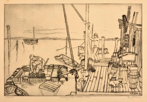 Fishing Village, Clinton, Connecticut by Gyula Zilzer