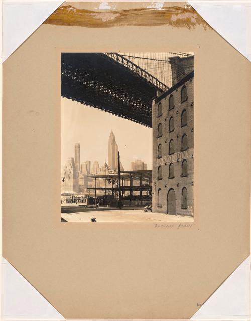 Brooklyn Bridge -Section of Water and Dock Street by Berenice Abbott