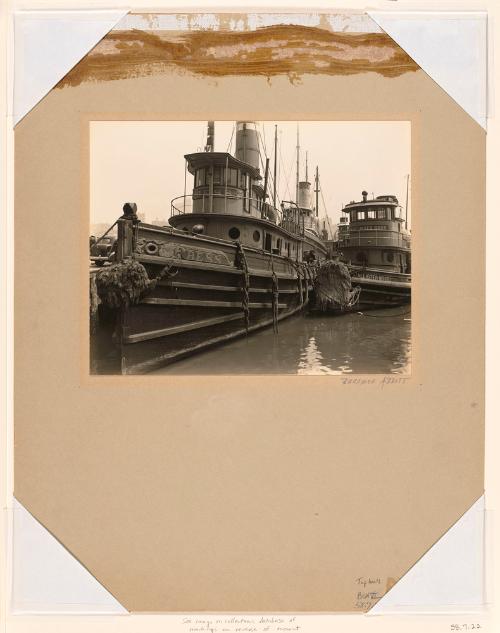 Tugboats; Pier 17 East River by Berenice Abbott