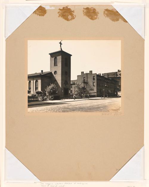 St. Luke's Chapel and Old Houses (Hudson Below Grove Streets) by Berenice Abbott