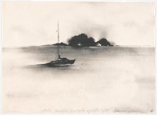 Fishing Boat and Island by Arthur G. Murphy