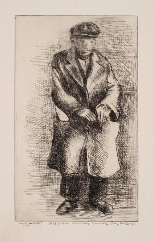 Old Man Warming Himself by Raphael Soyer