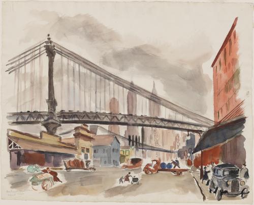 Manhattan and Brooklyn Bridge by Bertram Hartman