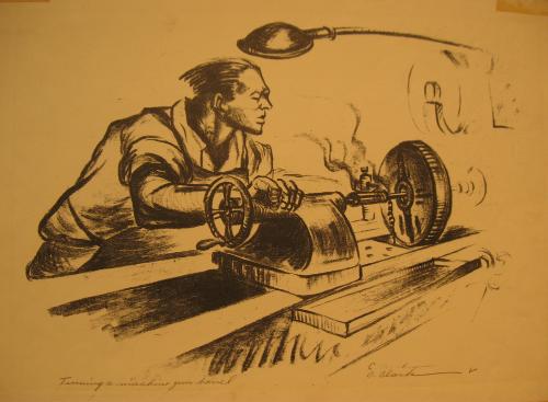 Turning a Machine Gun Barrel by Claude Clark, Sr.